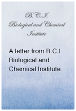 A letter from B.C.I Biological and Chemical Institute